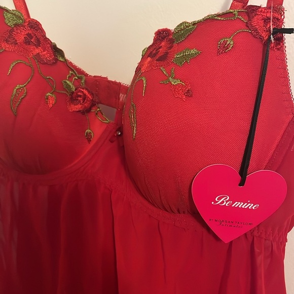 NWT 2 Piece Morgan Taylor Red Rose Babydoll - Picture 2 of 7